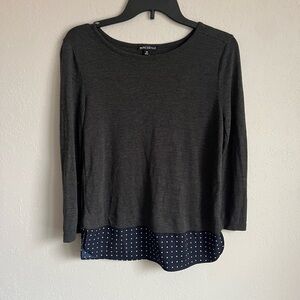 J Crew Mercantile Grey Blouse Women’s XS Work Preppy Dark Academia